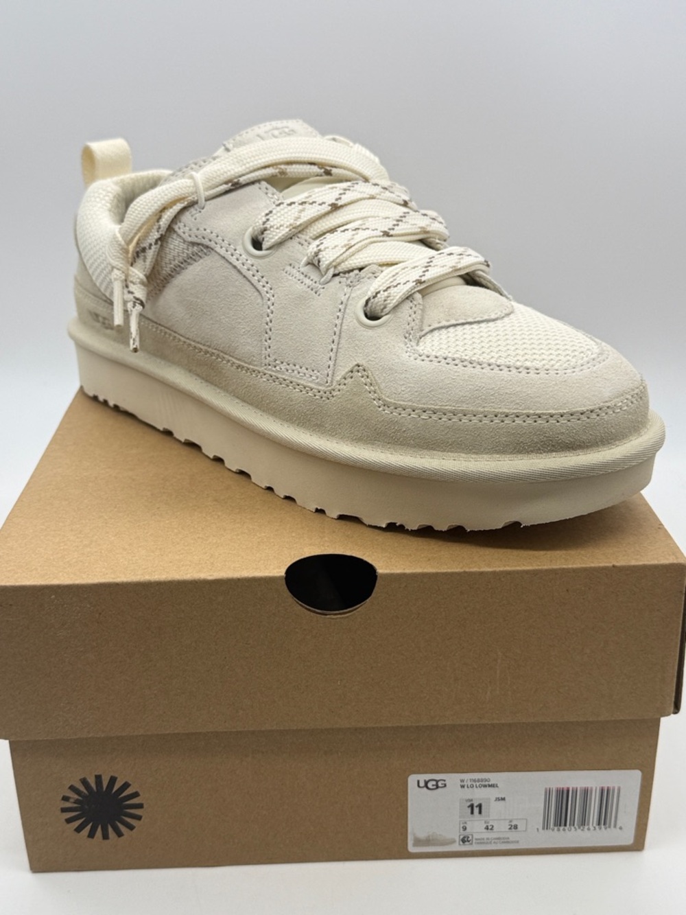 UGG Off-White Low-Top Suede & Mesh Sneaker